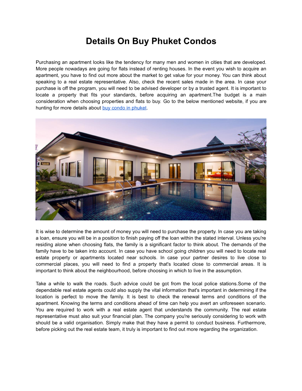 Details on Buy Phuket Condos