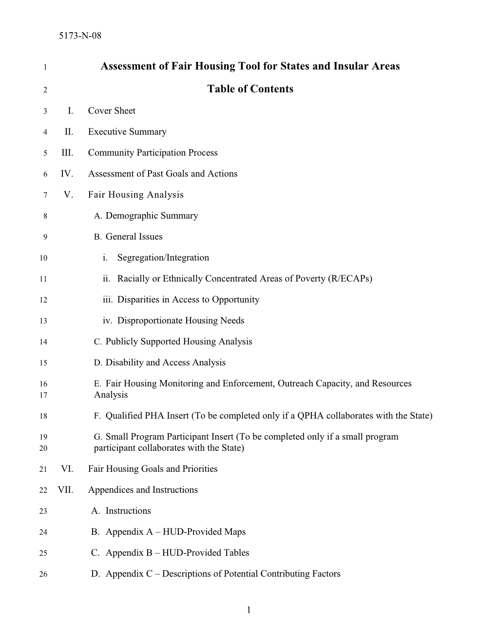 Assessment of Fair Housing Tool for States and Insular Areas