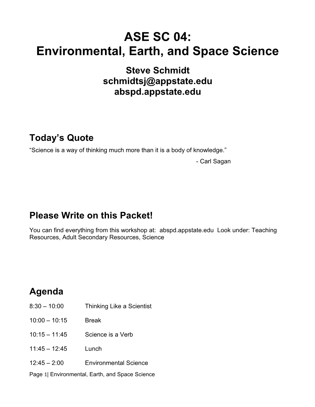 Environmental, Earth, and Space Science