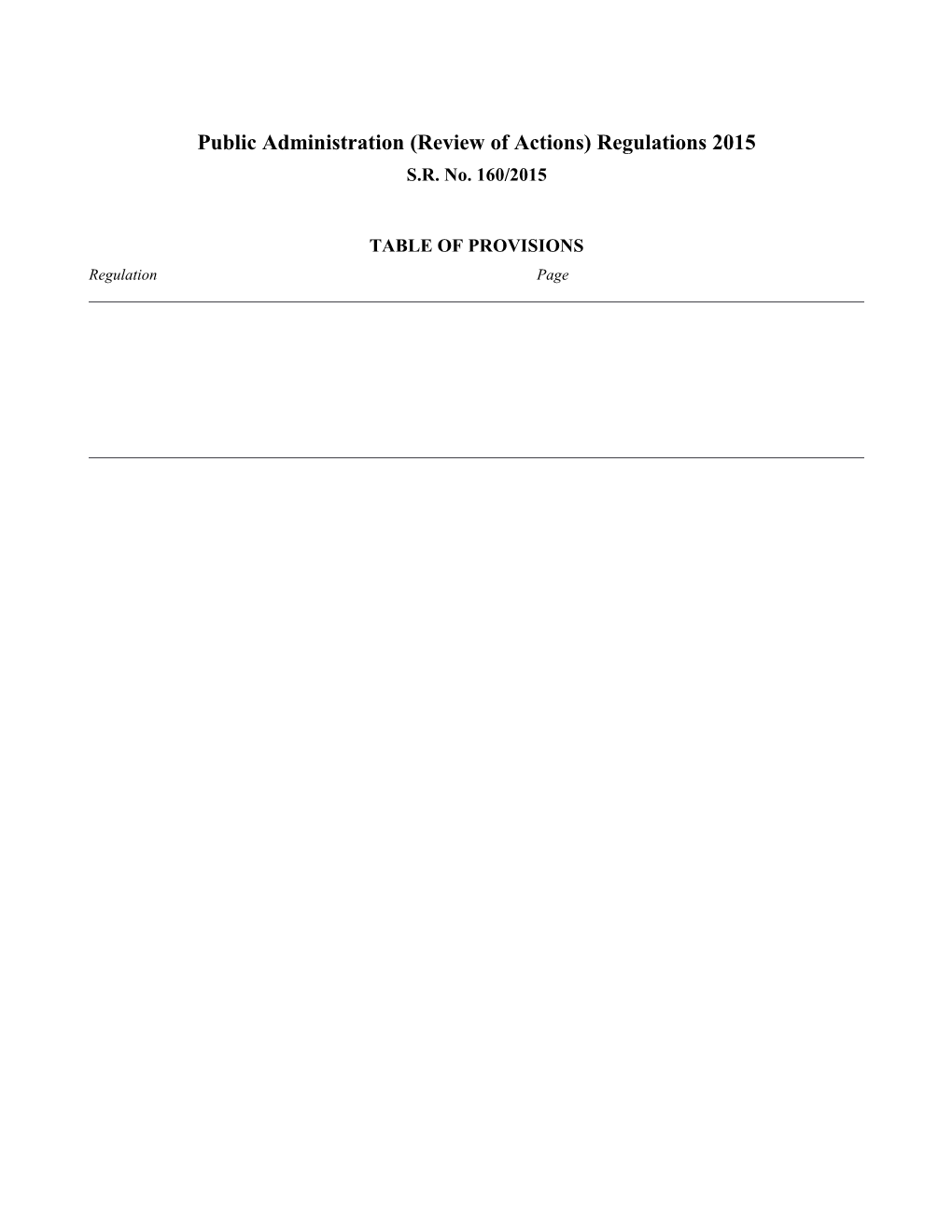 Public Administration (Review of Actions) Regulations 2015