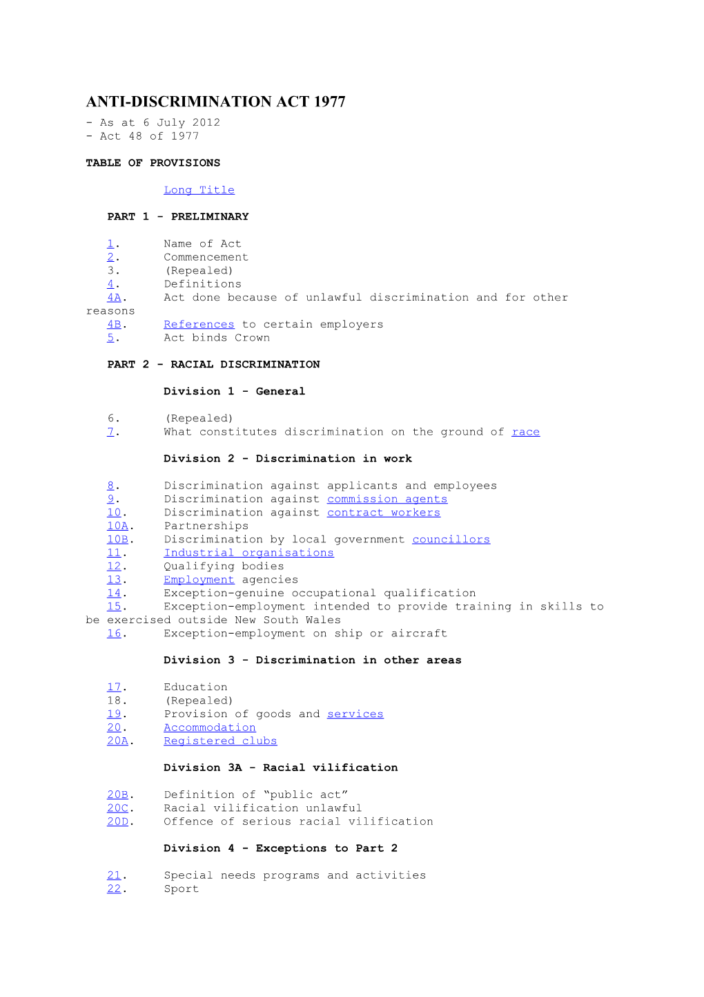 Anti-Discrimination Act 1977