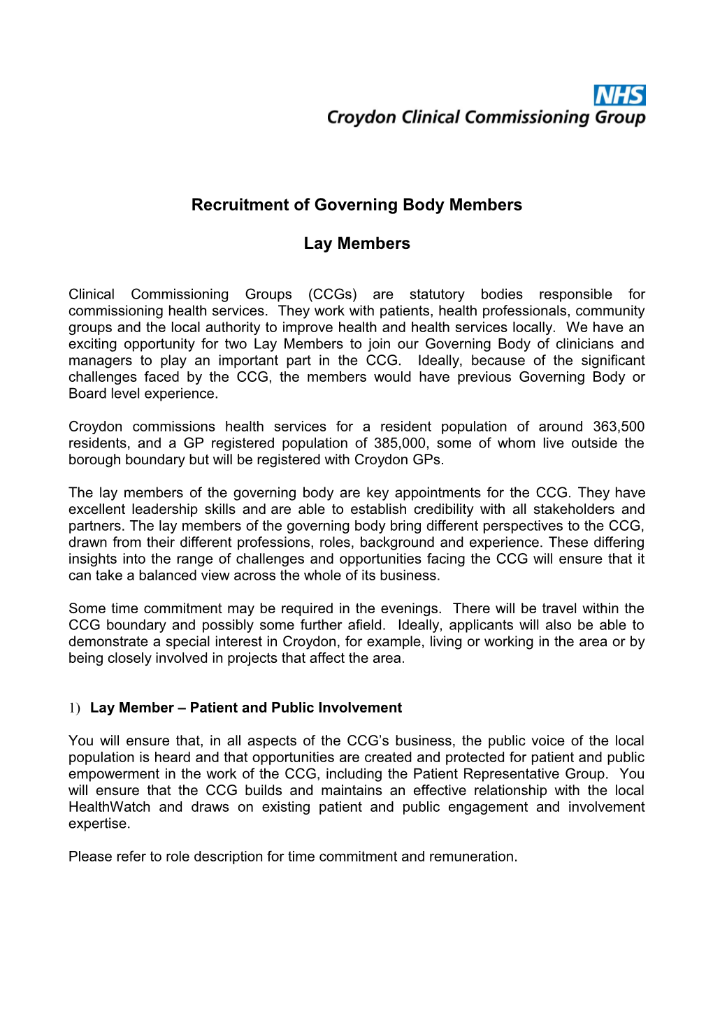 Recruitment of Governing Body Members