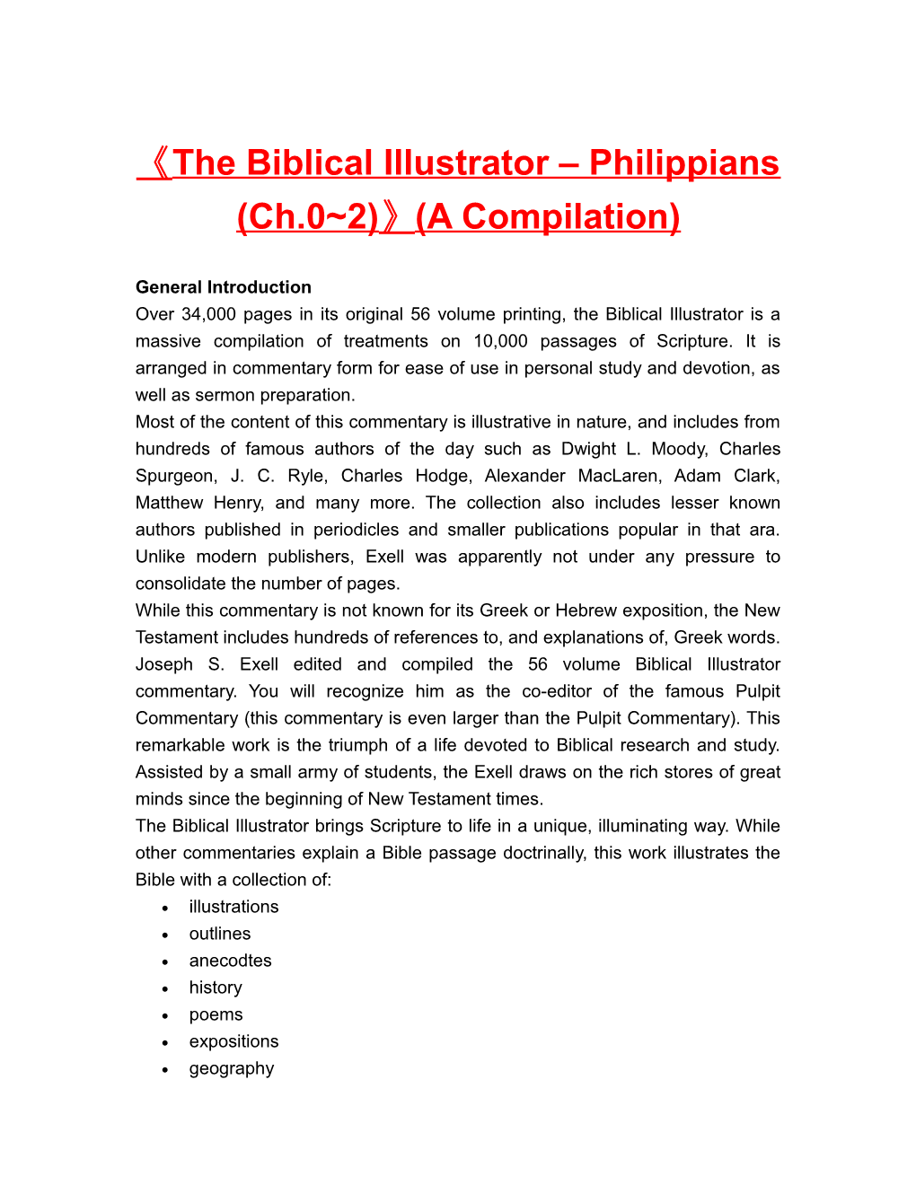 The Biblical Illustrator Philippians (Ch.0 2) (A Compilation)