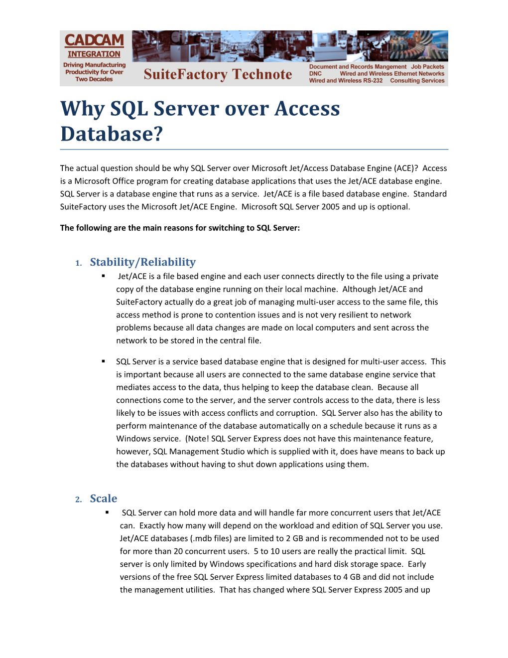 The Following Are the Main Reasons for Switching to SQL Server