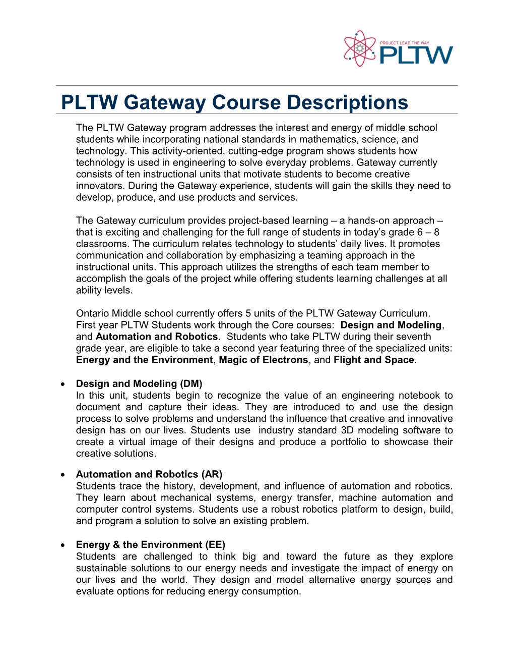 GTT Course Description