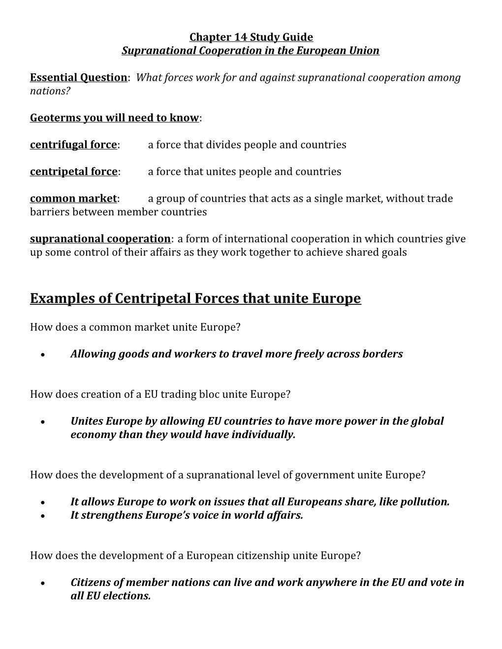 Supranational Cooperation in the European Union