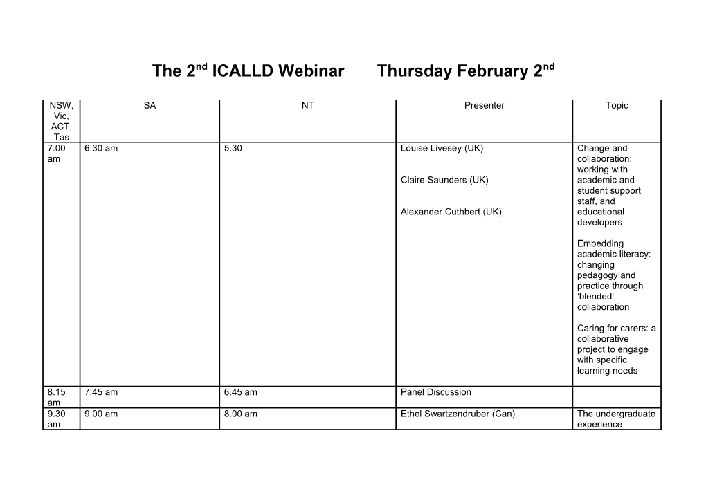 The 2Nd ICALLD Webinar Thursday February 2Nd