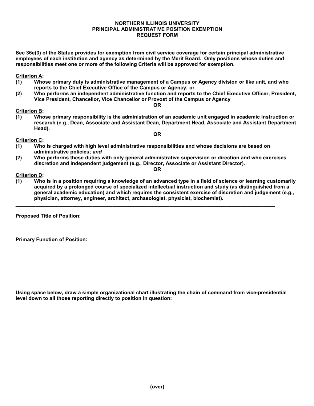 Principal Administrative Position Exemption