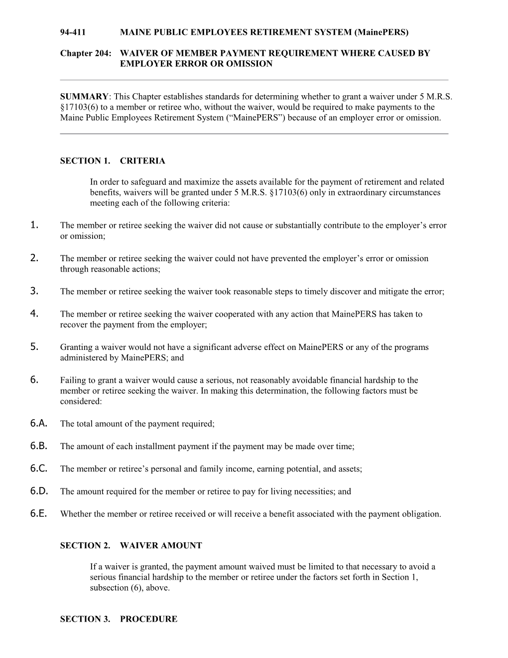 94-411MAINE PUBLIC EMPLOYEES RETIREMENT SYSTEM (Mainepers)