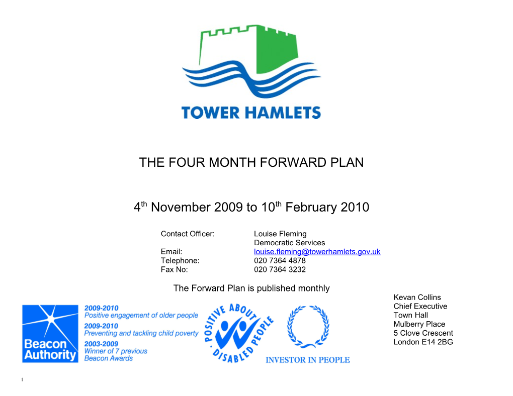 Council Forward Plan, November 2009 - February 2010