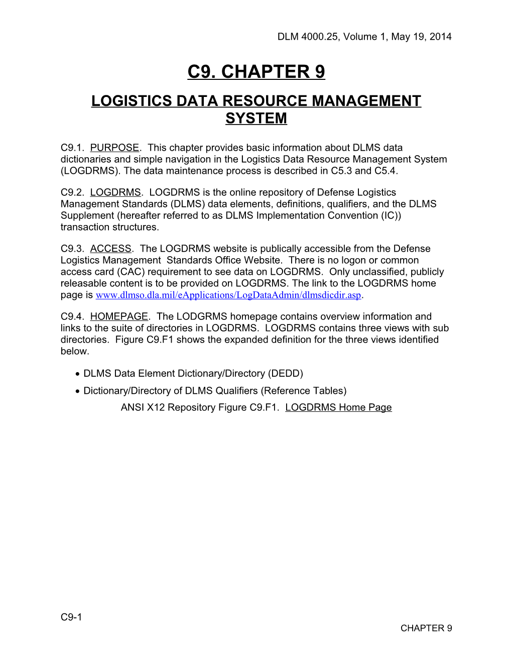 Chapter 9 - Logistics Data Resource Managment System