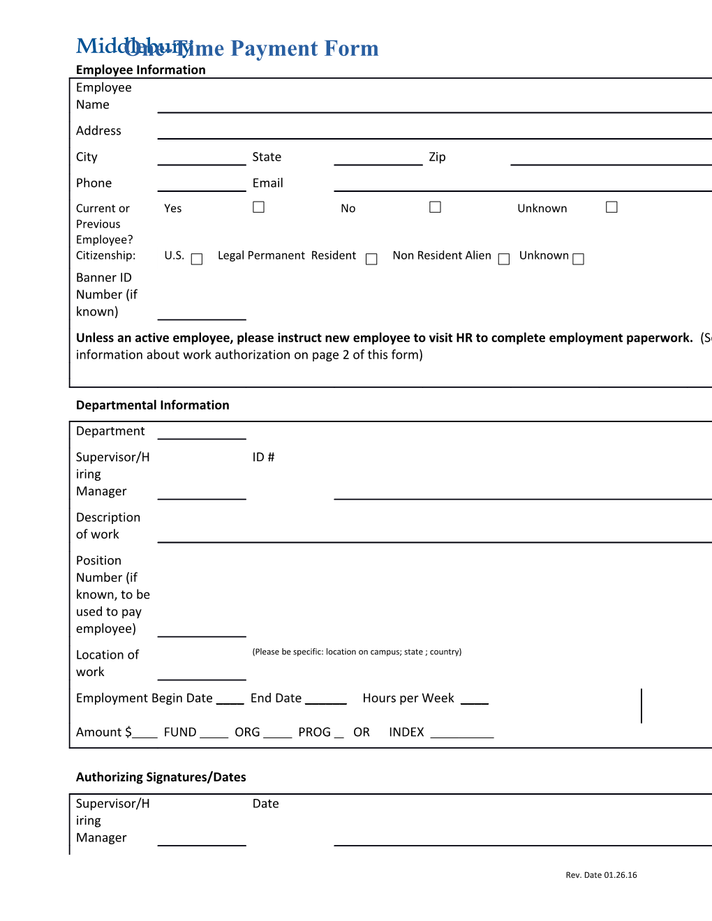 Short Term Hire Form