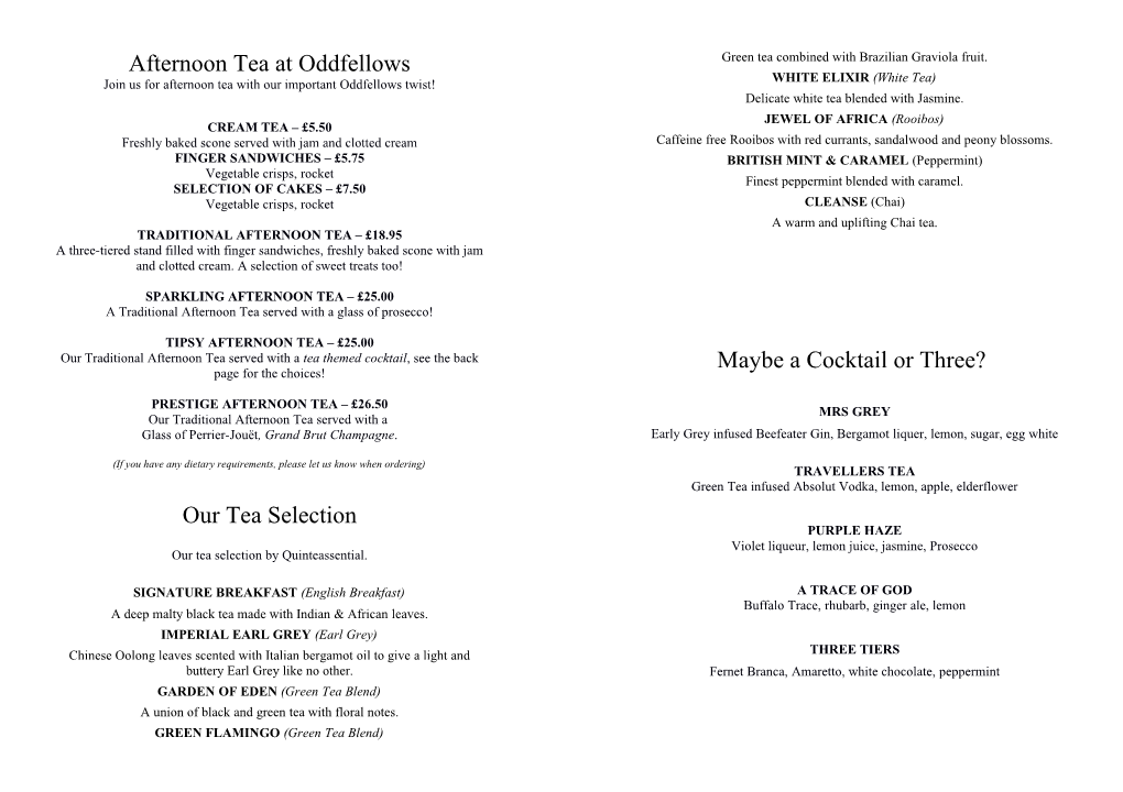 Join Us for Afternoon Tea with Our Important Oddfellows Twist!
