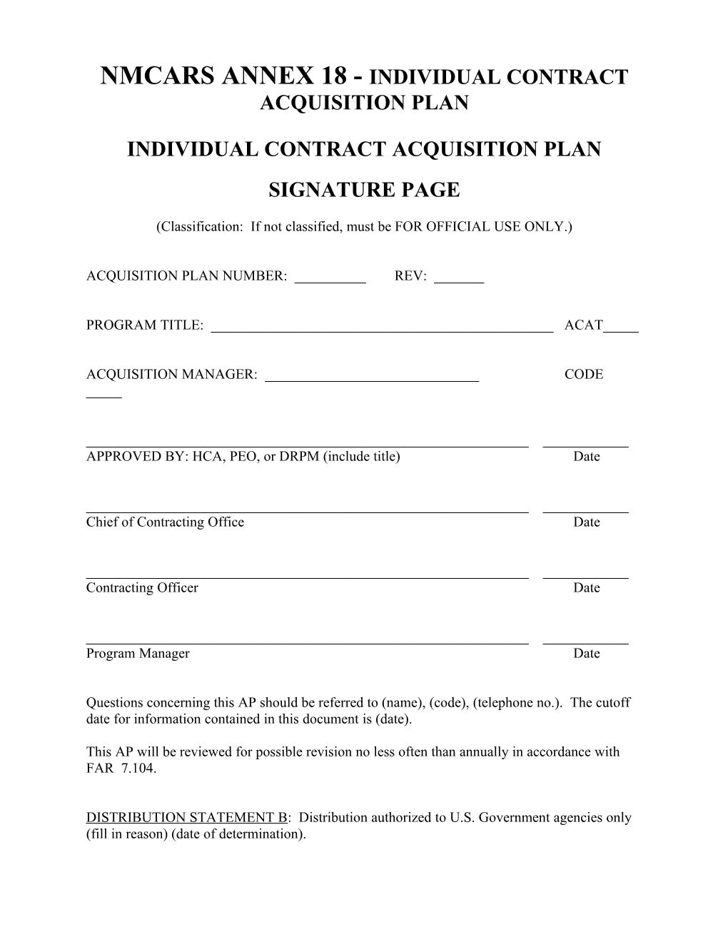 Annex 18 - Individual Contract AP (NMCARS 13-11)