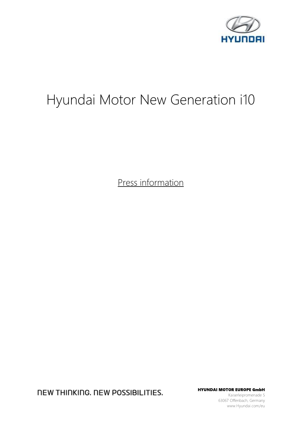 Hyundai Motor New Generation I10