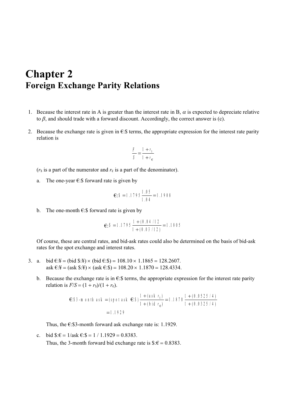 Chapter 2 Foreign Exchange Parity Relations
