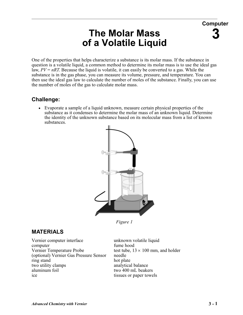 The Molar Mass of a Volatile Liquid