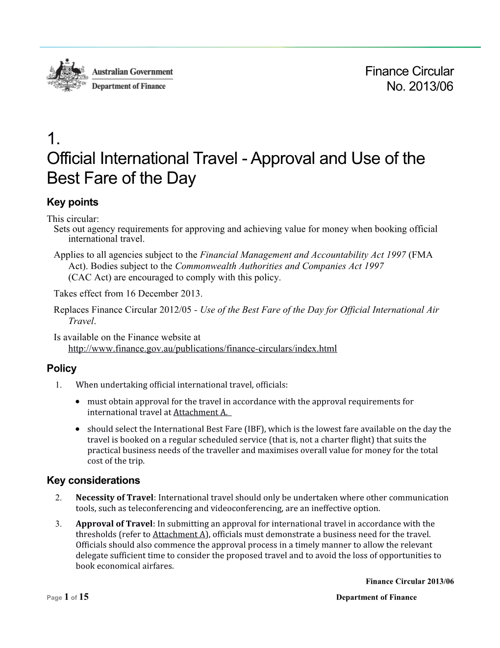 Official International Travel - Approval and Use of the Best Fare of the Day