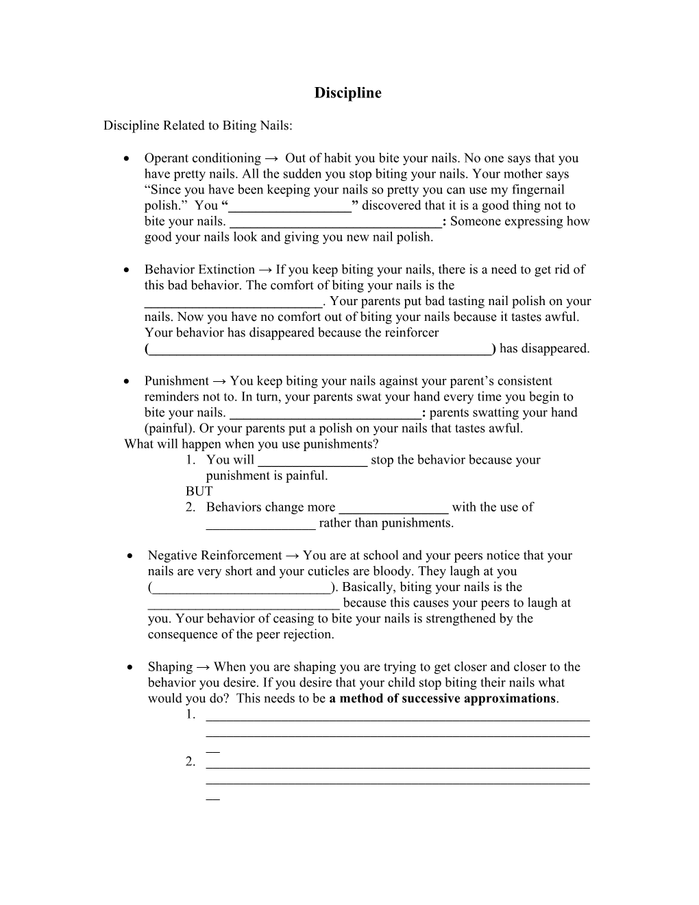 Discipline Related to Biting Nails