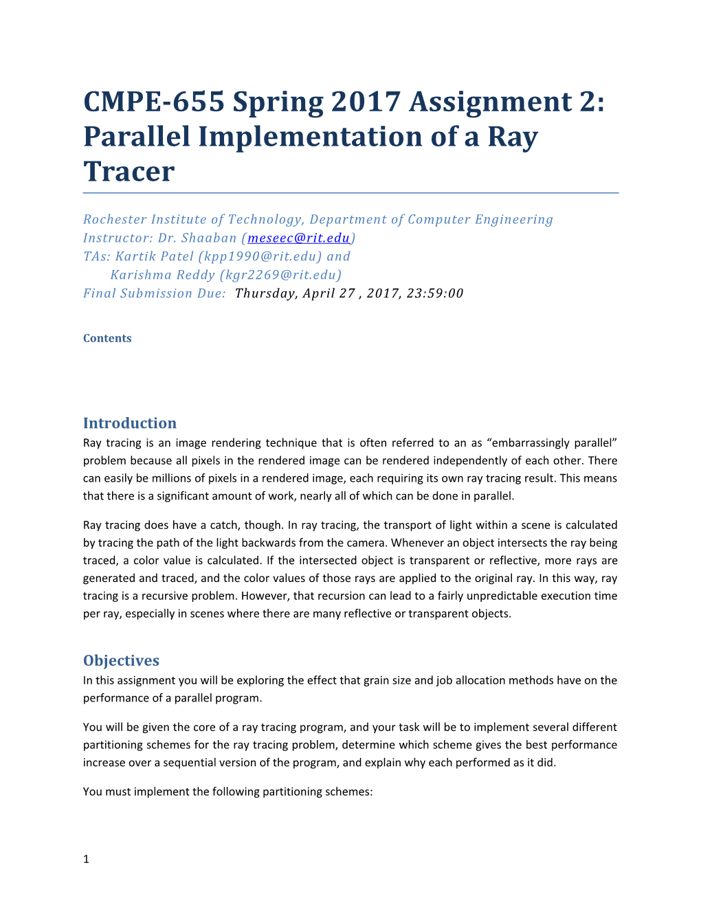 CMPE-655Spring 2017 Assignment 2: Parallel Implementation of a Ray Tracer