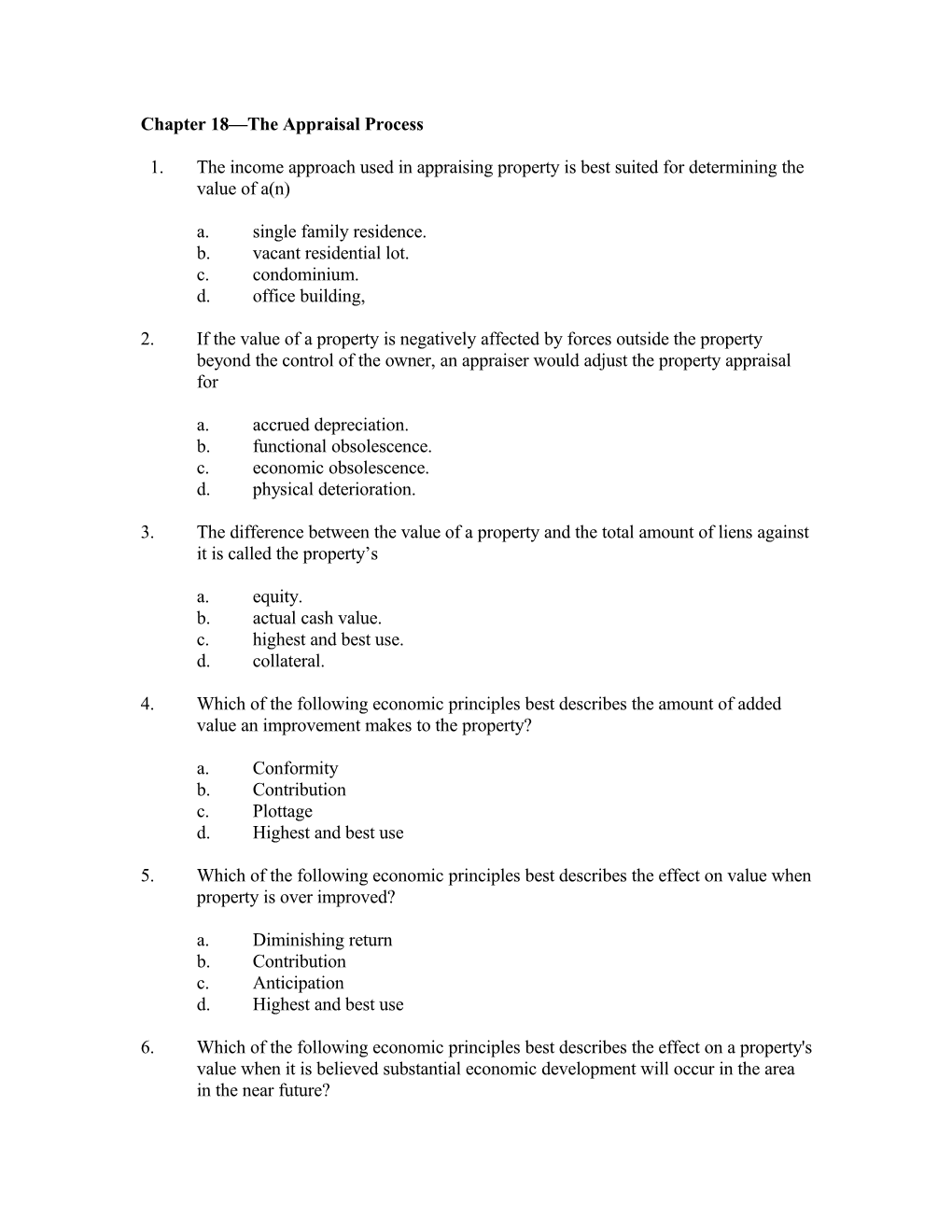 Chapter 18 the Appraisal Process