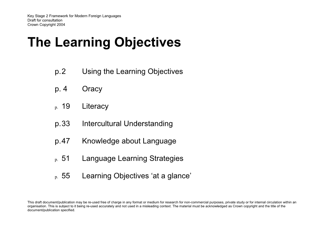 The Learning Objectives