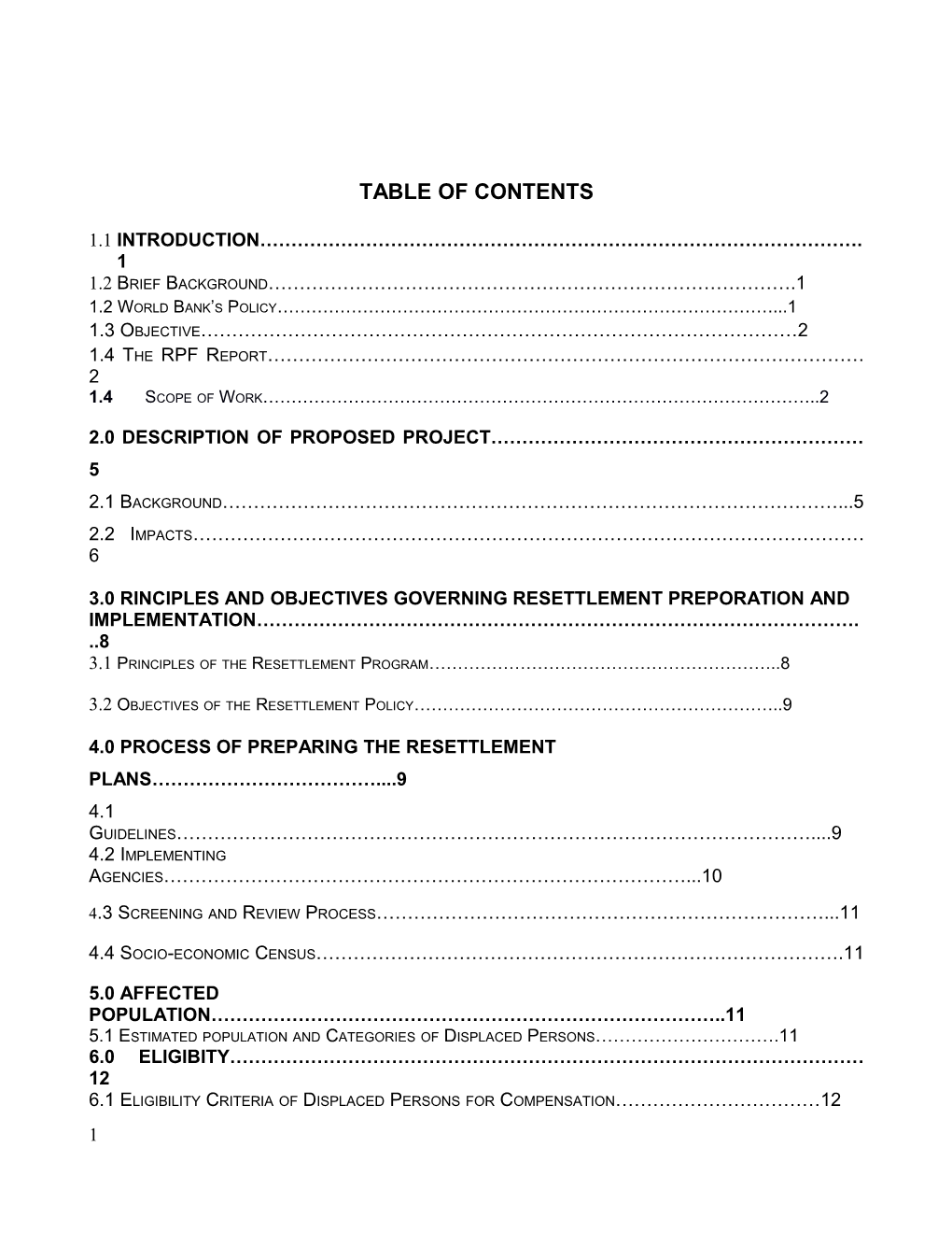 DRAFT) Resettlement Planning Framework