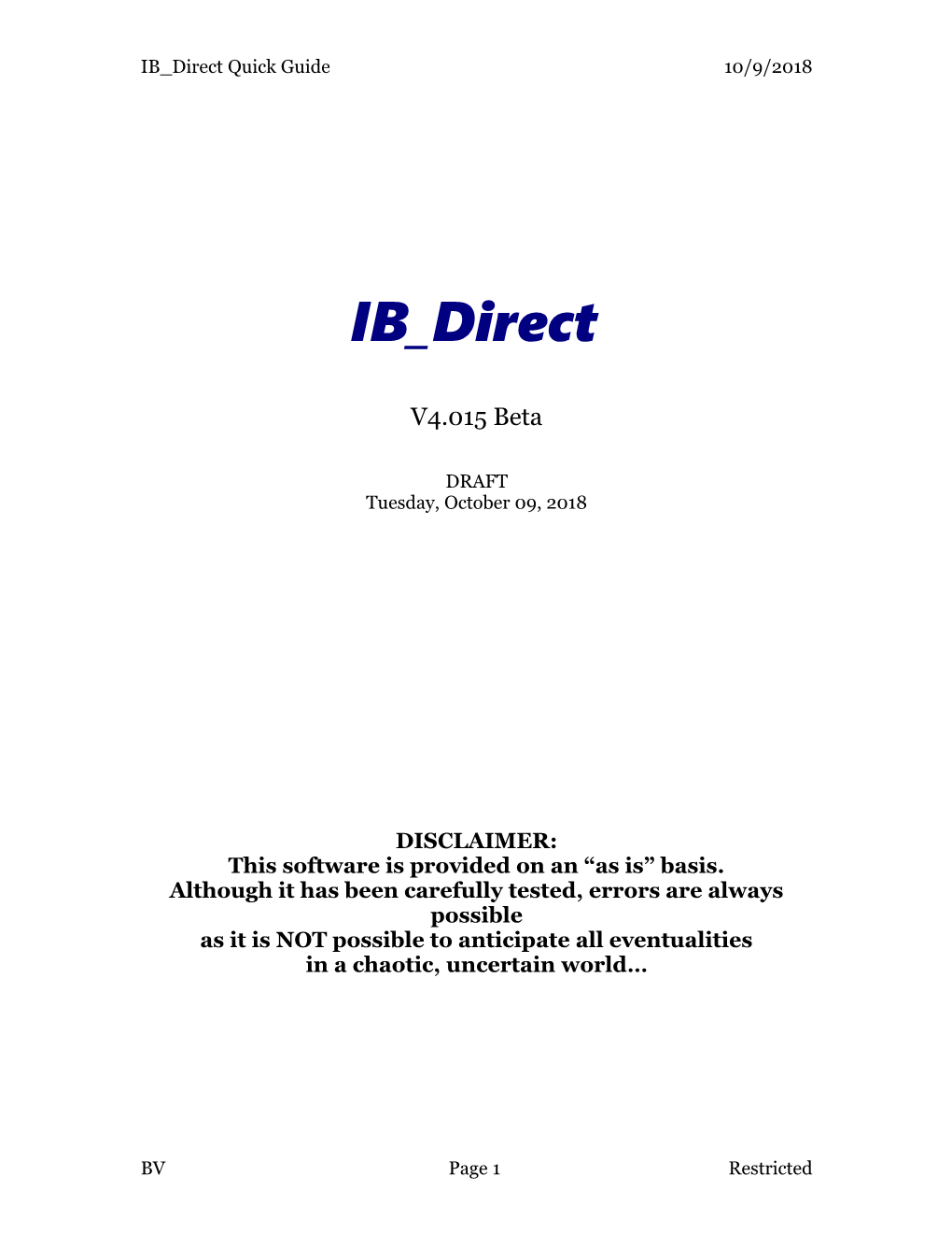 IB Direct Quick Guide10/12/2018