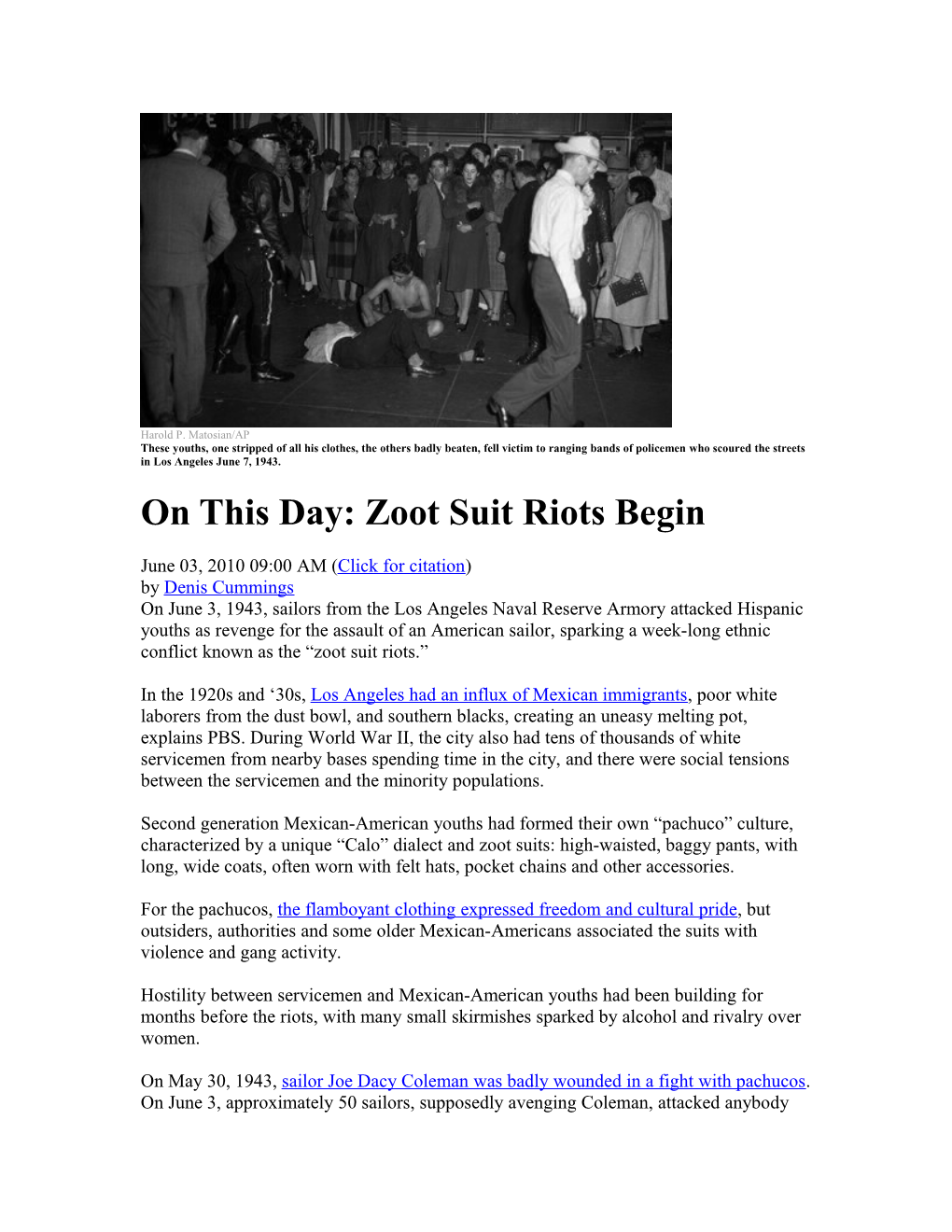 On This Day: Zoot Suit Riots Begin