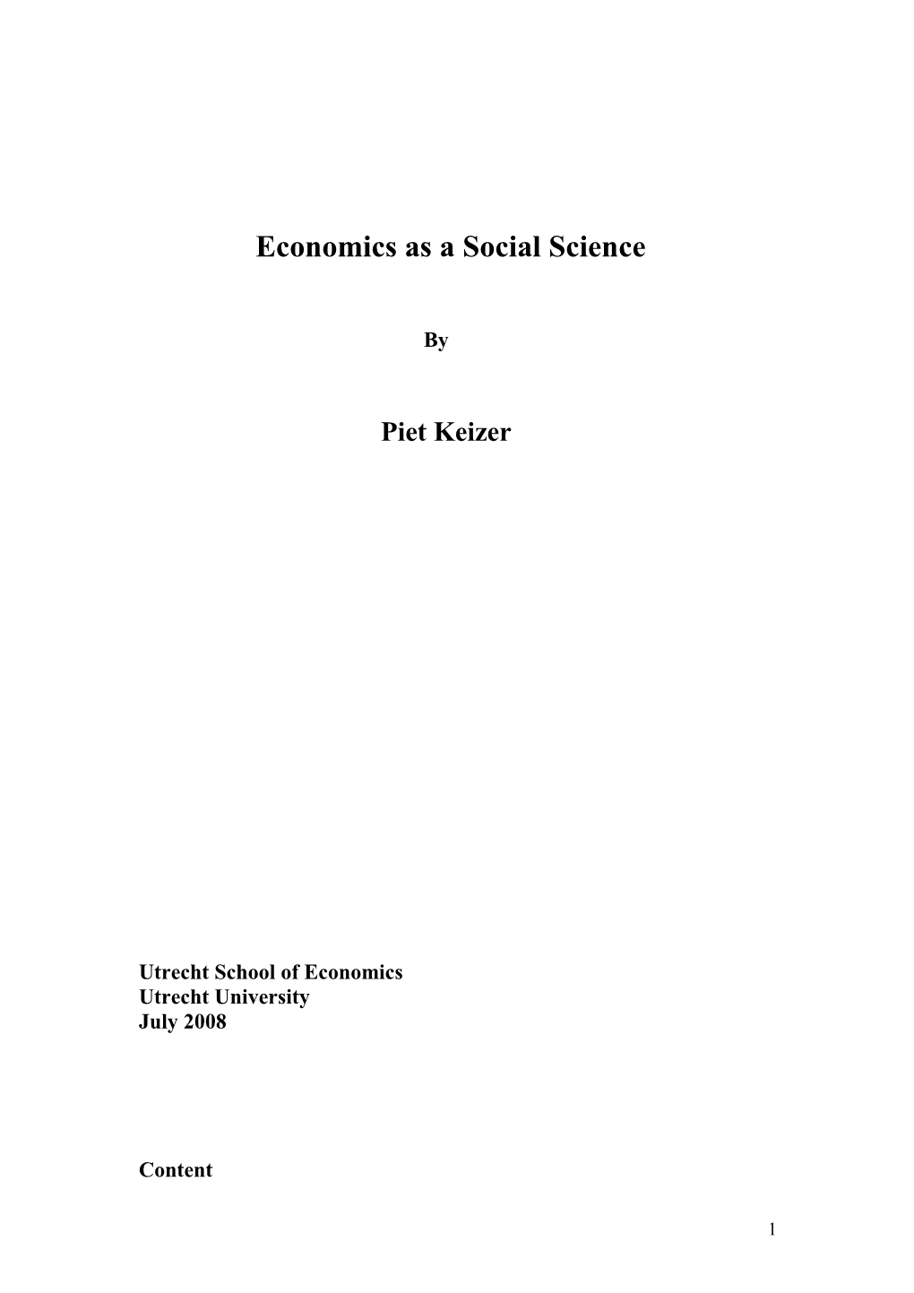 Economics As a Social Science