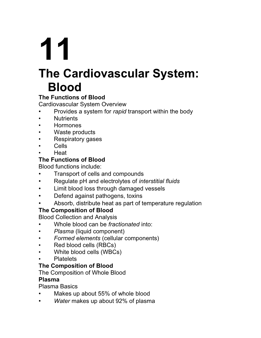 The Cardiovascular System: Blood