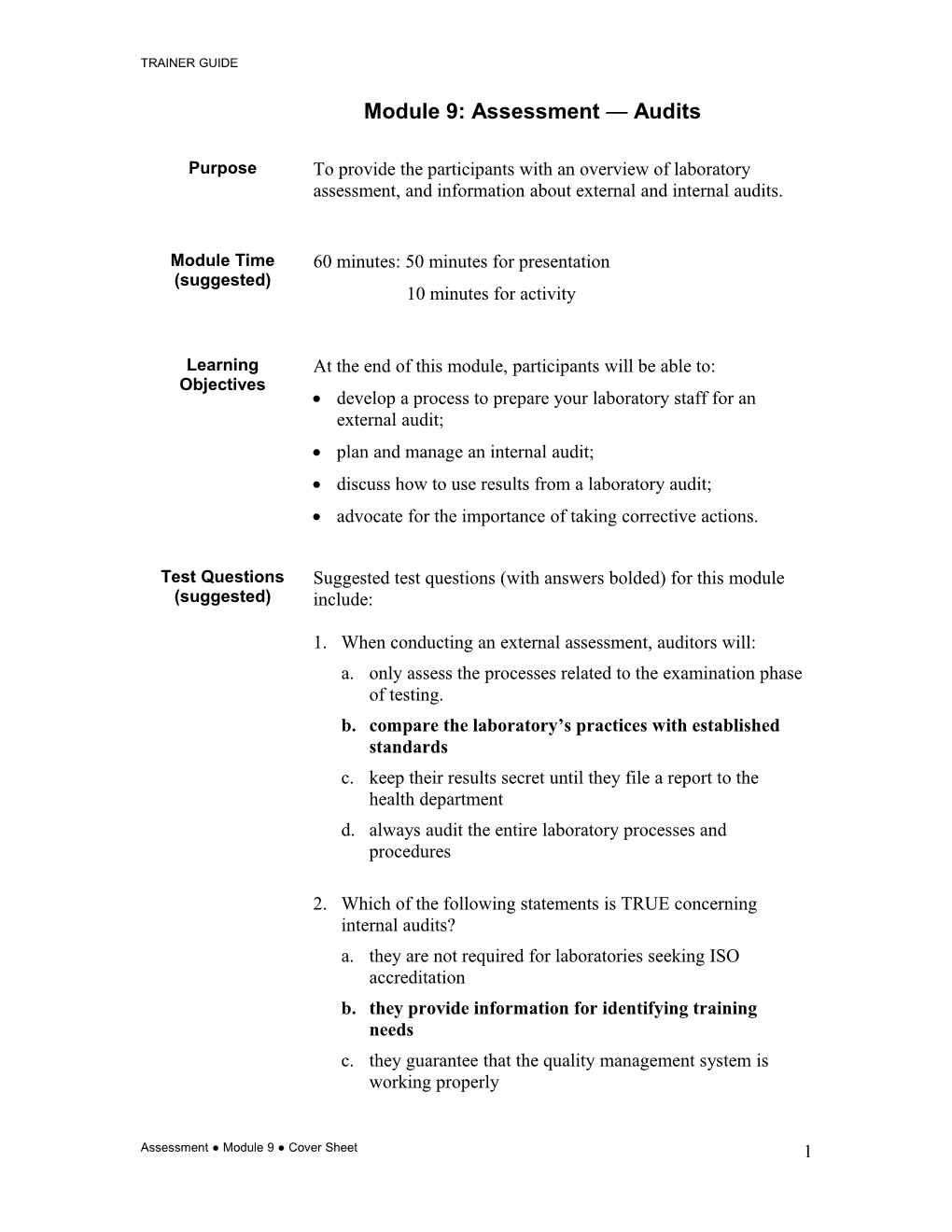Module 9:Assessment Audits