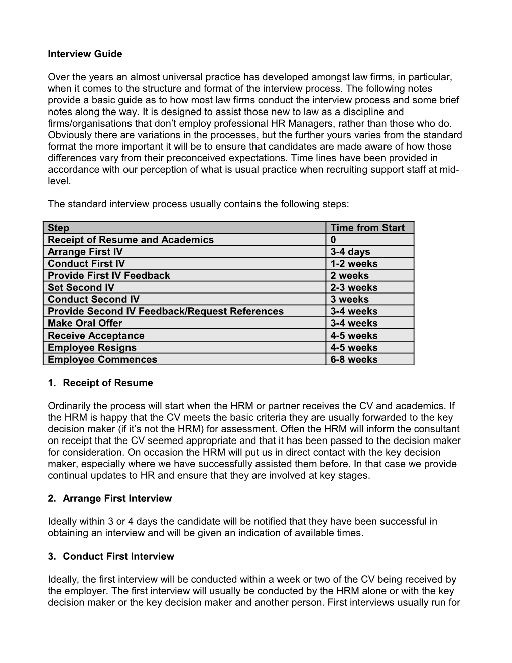 The Standard Interview Process Usually Contains the Following Steps