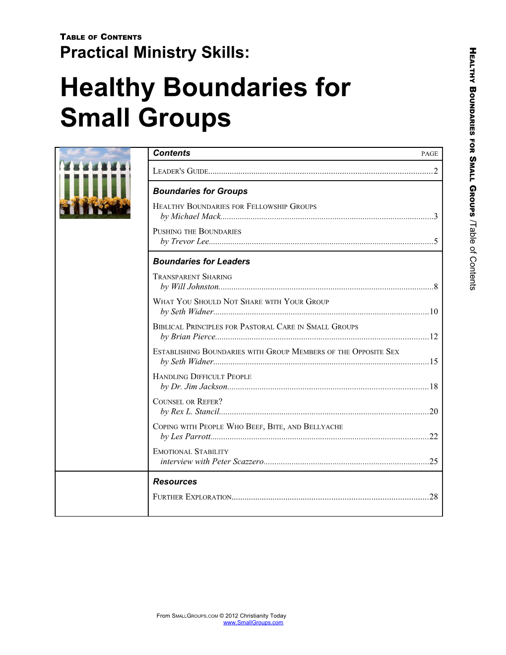 Healthy Boundaries for Small Groups