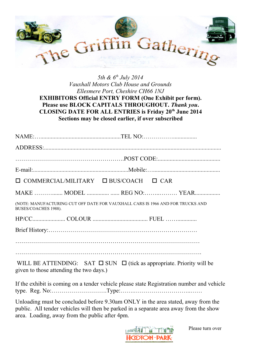EXHIBITORS Official ENTRY FORM (One Exhibit Per Form)