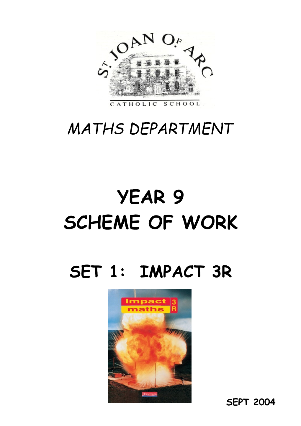 KS3 Scheme of Work - Year 9 - SET 1: IMPACT 3R