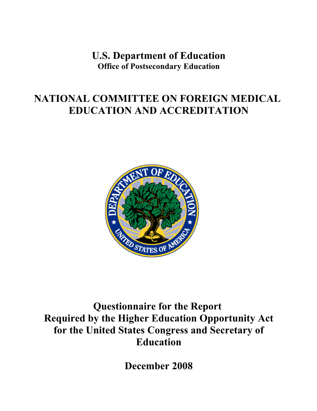 National Committee on Foreign Medical Education and Accreditation - Survey (MS Word)