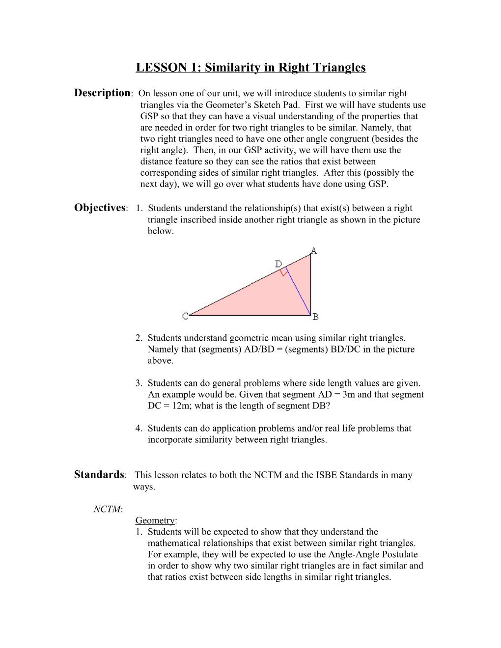 DAY 1: Similarity in Right Triangles