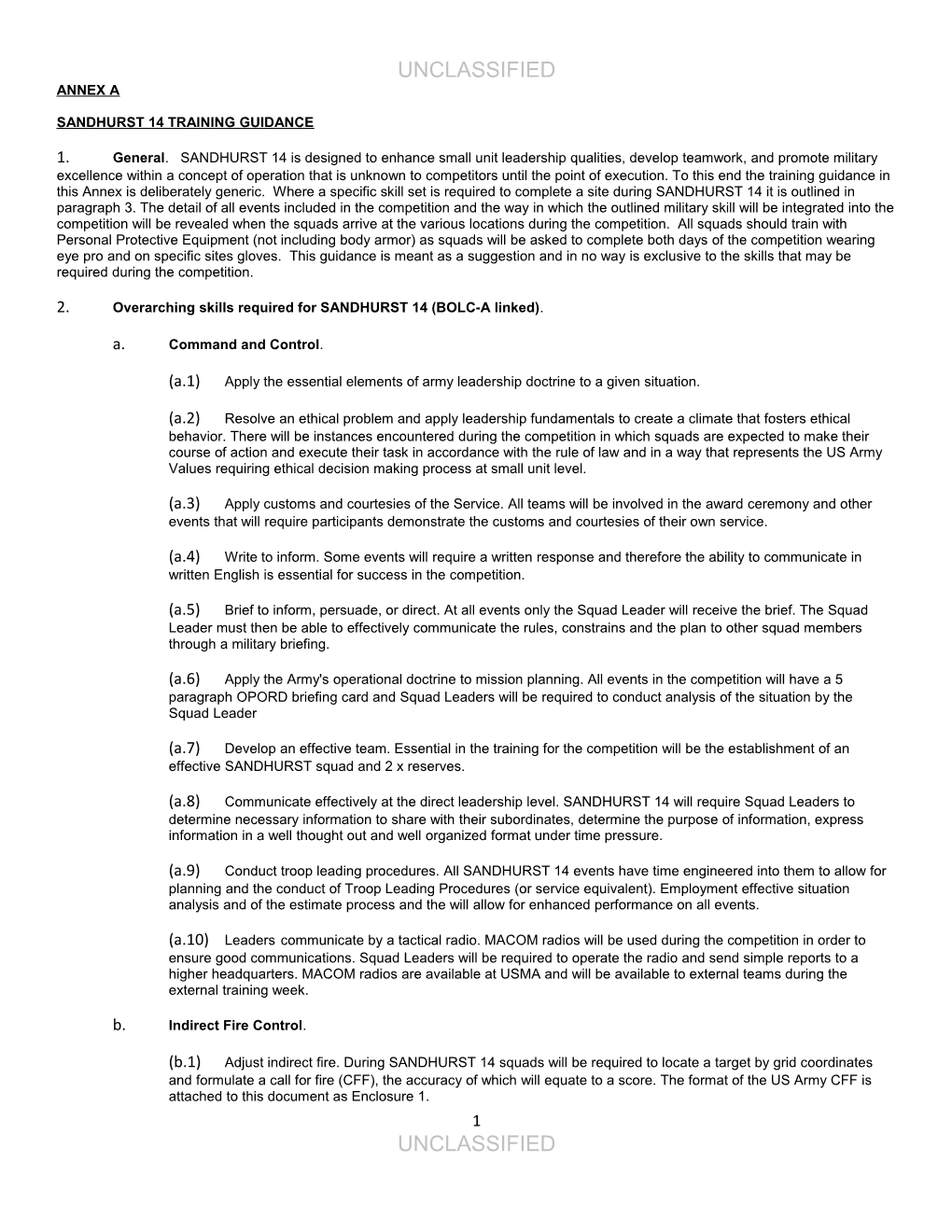 Sandhurst 14 Training Guidance