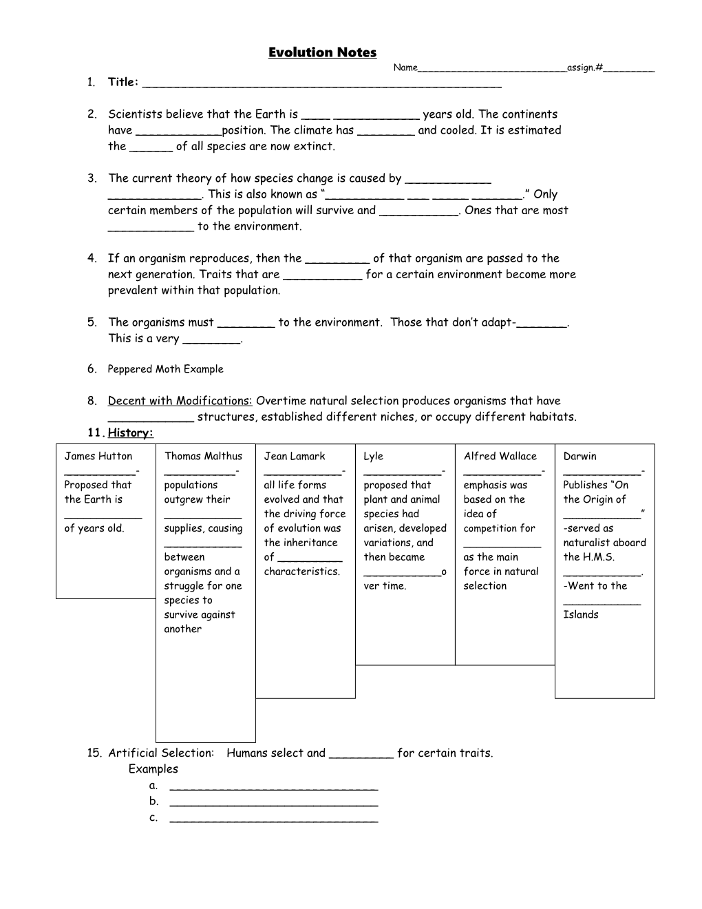 Evolution Notes