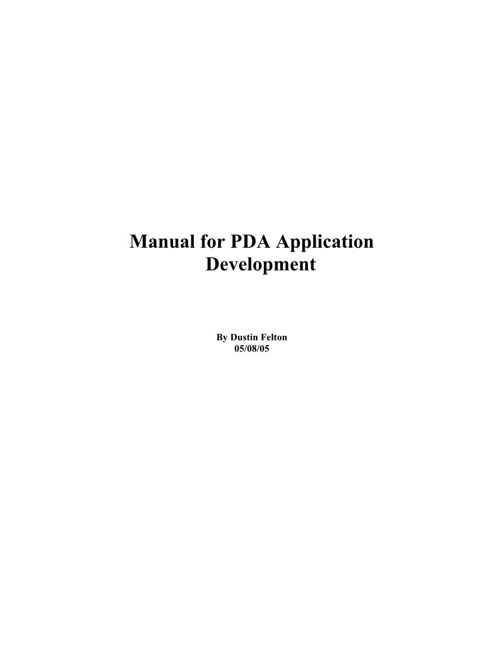 Manual for PDA Application Development