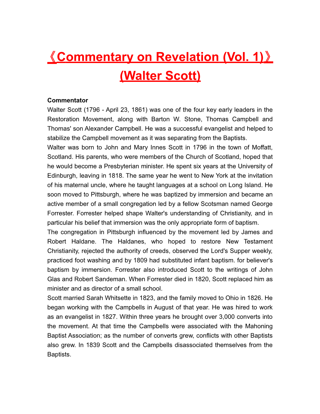Commentaryon Revelation (Vol. 1) (Walter Scott)