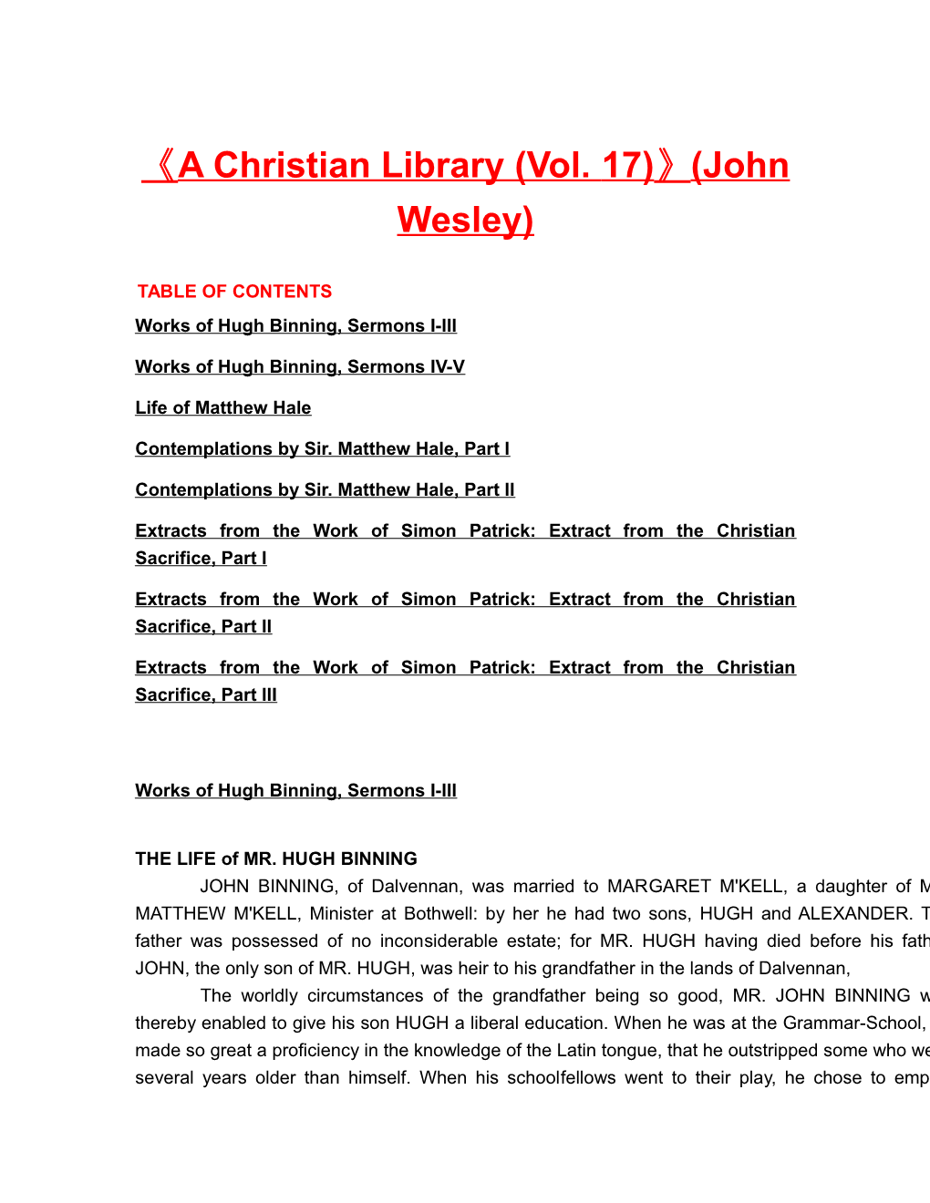 A Christian Library (Vol. 17) (John Wesley)
