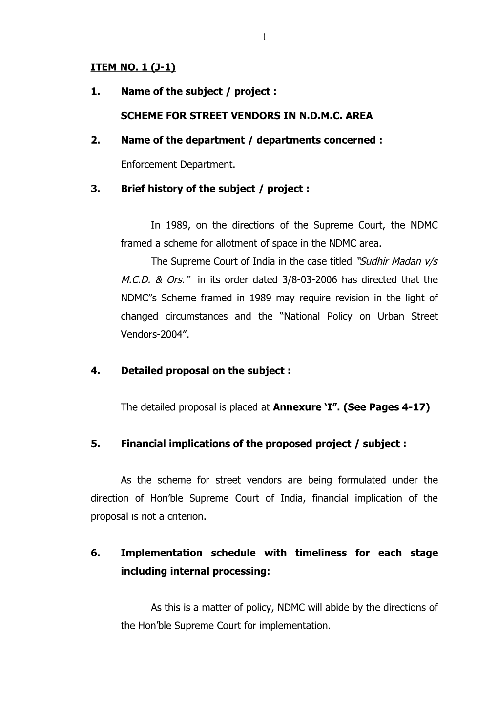 Scheme for Street Vendors in N