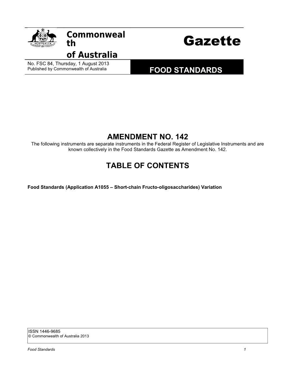 Gazette Notice Amendment No. 142 Web Version