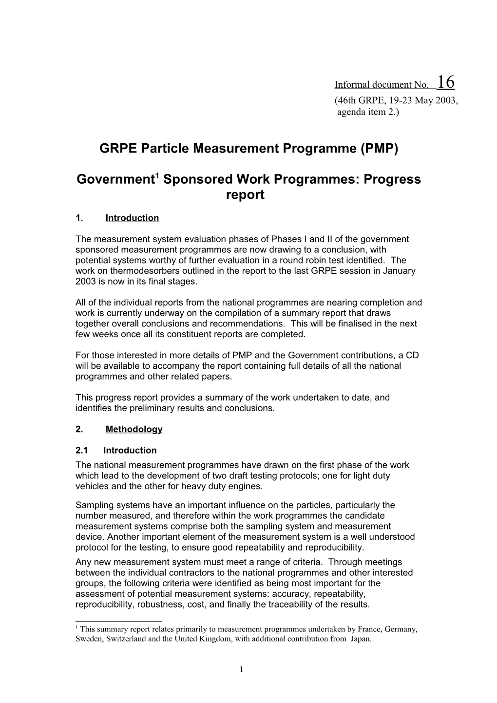 GRPE Particle Measurement Programme (PMP)