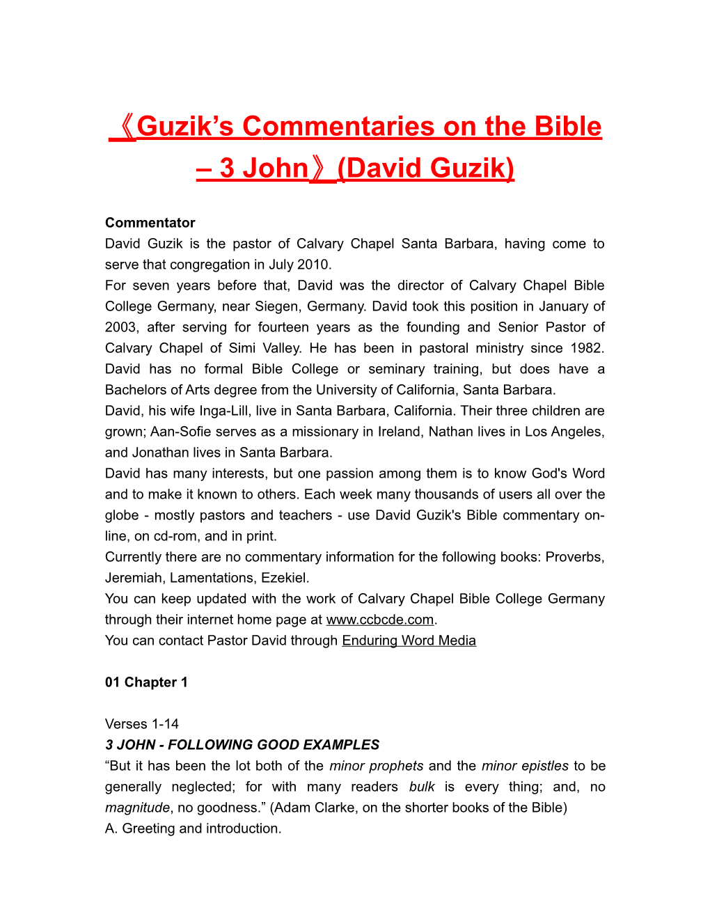 Guzik Scommentarieson the Bible 3 John (David Guzik)