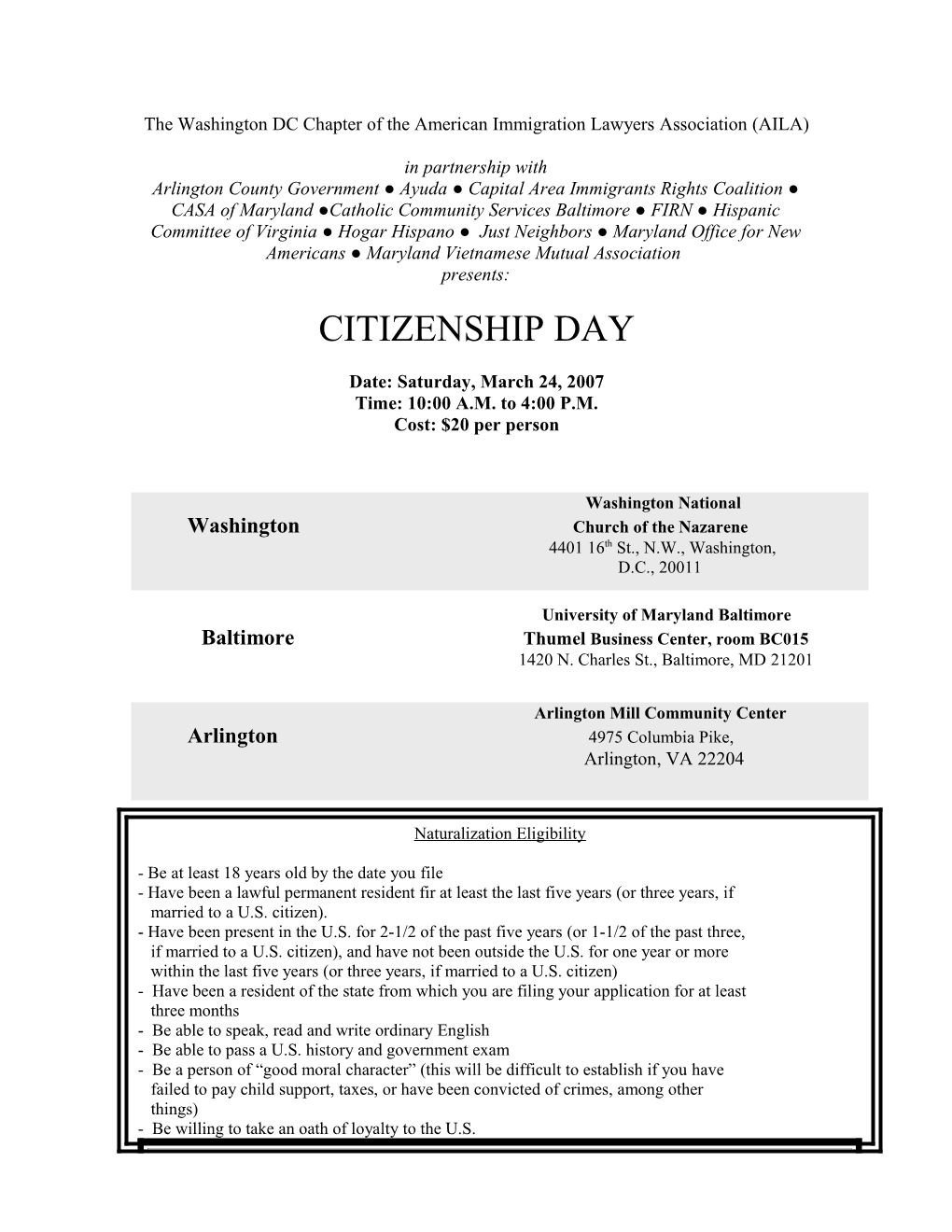 What to Bring to Naturalization Day