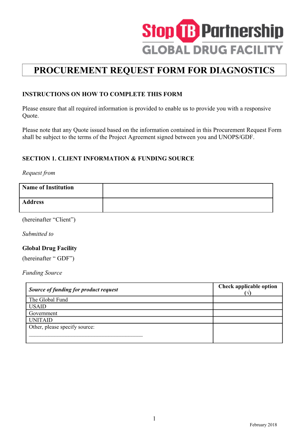 Procurement Information Form