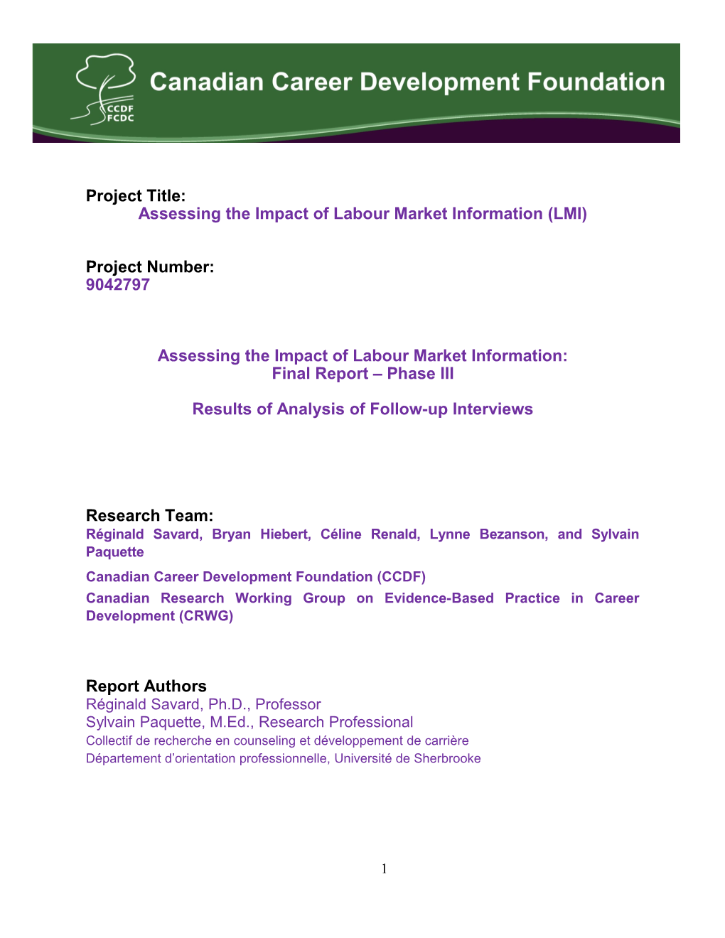 Assessing the Impact of Labour Market Information (LMI)